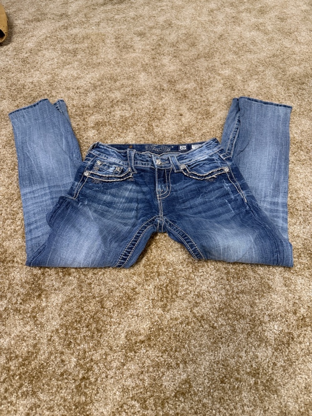 Miss Me Medium Blue Bootcut Jeans with Faded Accents